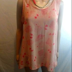 Decibel Peach Print Sheer Tank Tunic